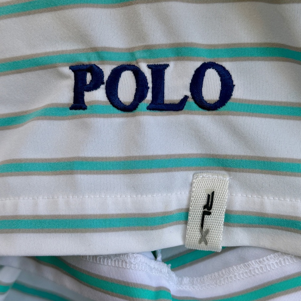 Ralph Lauren RLX Men Large Polo Shirt Performance Green White Striped Big Pony - Picture 7 of 11